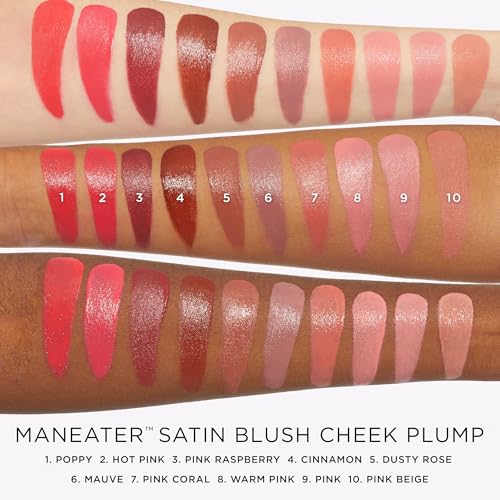 tarte maneater satin blush cheek plump – Lightweight Liquid Blush Infused with Coconut Water, Hyaluronic Acid & Vitamin E for a Hydrated Cheek Tint, Vegan & Cruelty-Free, full size, plum