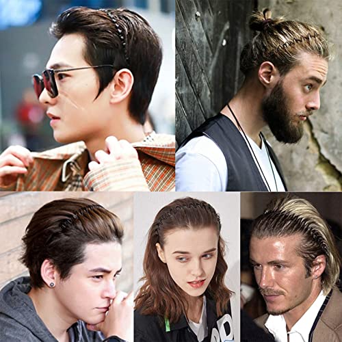 KELUBATU Mens Metal Headband, Classic Wave Hair Band Flexible Grip 6 Pcs