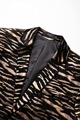 THWEI Mens Blazer Leopard Print Tuxedo Luxury Notched Lapel Slim Fit Stylish Sport Coats Jacket