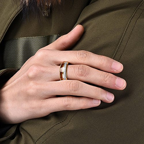King Will Mens Tungsten Wedding Band Meteorite Wood Inlay Rings 8mm Size 10