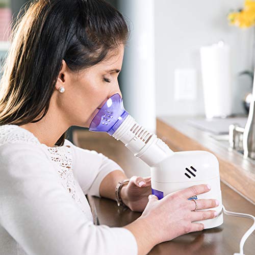 MABIS Facial Steamer, Steam Inhaler, Vaporizer or Vocal Steamer with Aromatherapy Diffuser and Soft Face Mask for Personal and Facial Steaming, 25mL