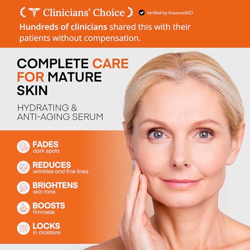 HealthyDerm Super Vitamin C Serum for Women Over 70: Niacinamide, Vitamin C, Hyaluronic Acid, Peptides, Vitamin E, Caffeine, Bakuchiol, Hydrating, Lifting, Face Wrinkle & Age Spots Reduction