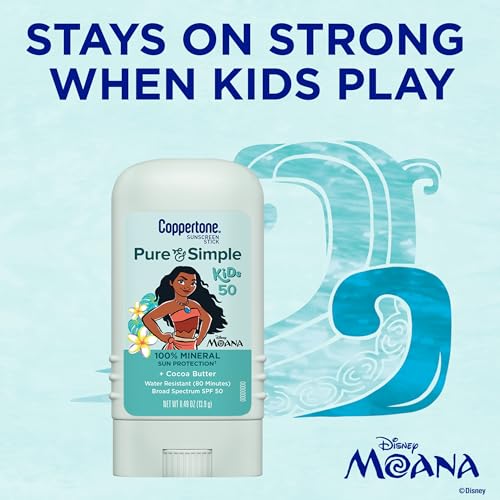 Coppertone Pure and Simple Kids Mineral Sunscreen Stick SPF 50, 0.49 OZ