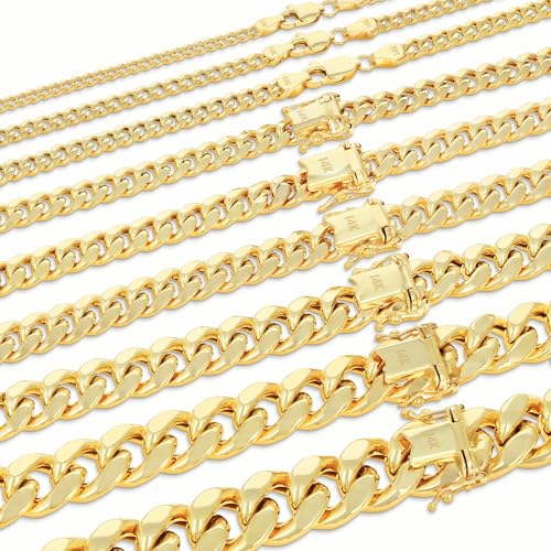Nuragold 14K Real Yellow Gold Miami Cuban Link Chain Necklace Men & Women - 28",4mm