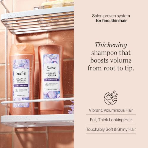 Suave Professionals Thickening Shampoo Collagen Infusion for Fine Hair Volumizing Shampoo 12.6 oz
