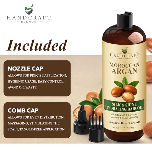 Handcraft Blends Moroccan Argan Oil for Hair 6.76 Fl oz | Moisturizing and Nourishing | Scalp and Hair Oil | Hydrating | Strengthening | All Hair Types