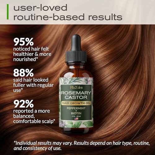 Hair Growth Oil with Rosemary, Castor & Biotin, Dry Scalp Treatment, 2 Oz