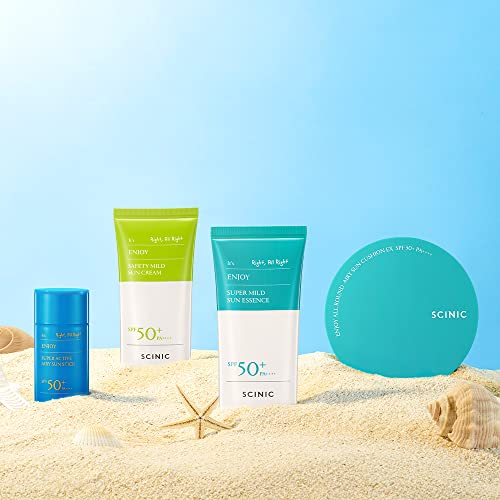 SCINIC Enjoy Super Mild Sun Essence 2 Set SPF50+ PA++++ 1.69 fl oz(50ml) | A Lightweight Hydrating Sun Essence That leaves No Sticky Feeling | Korean Skincare