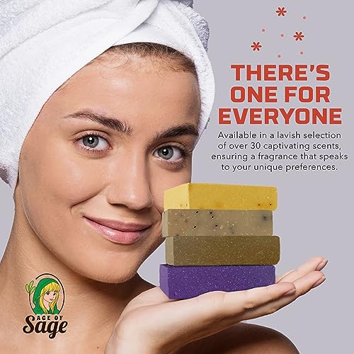 Natural Bar Soap for Men and Women - Vegan Bath Soap Bars Gift Set - Handmade Cold Process Artisan Soap with Essential Oil, Aromatic All Moisturizing Wash Soaps, Fragrant Secret Scent by Age of Sage (4 Pack)
