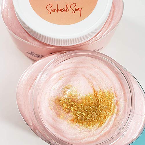 Suntan Girl whipped sugar scrub soap. Summer beach gift for her. Nostalgic tan lotion fragrance