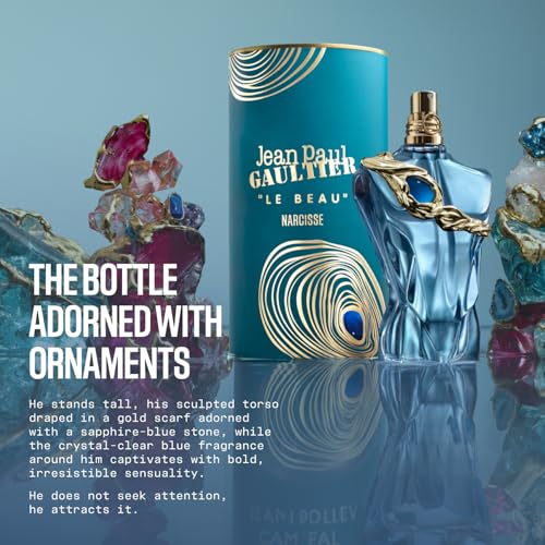 Jean Paul Gaultier Le Beau Narcisse Eau de Parfum for Men - Long Lasting Amber Musk Men's Cologne with Bergamot, Musk & Tonka Bean - Designer Fragrance Spray, 4.2 oz