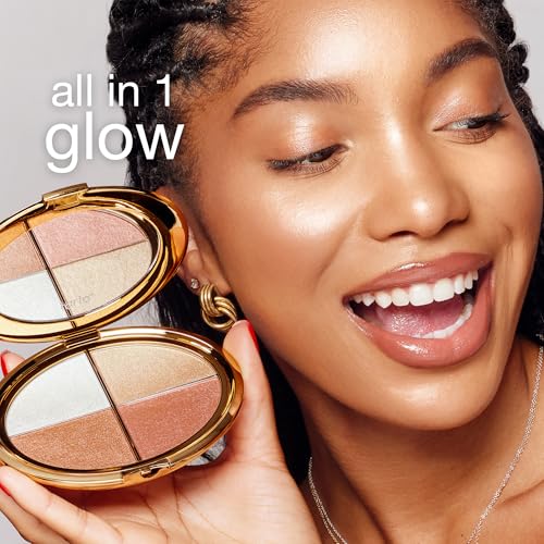 tarte glow wardrobe highlighting eye & cheek palette – Highlighter, Blush, Bronze & Eyeshadow All-in-One Face & Eye Viral Makeup for Everday Radiant Blendable Glow, Vegan & Cruelty Free, full size