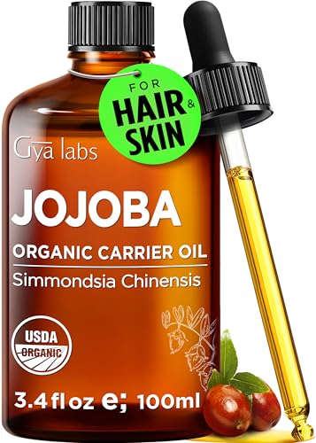 Gya Labs USDA Organic Jojoba Oil - 3.4 Fl Oz - Carrier Oil for Hair, Skin, Face, Scalp & Body Massage