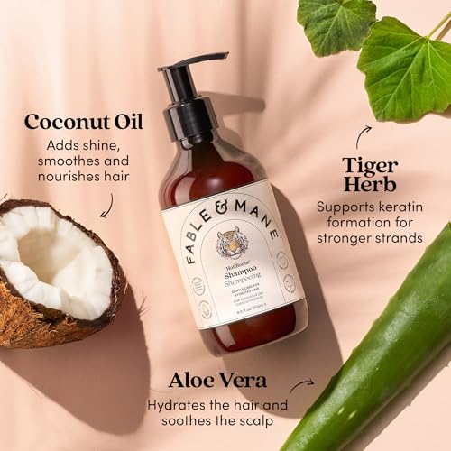 Fable & Mane Hydrating Shampoo, Moisturises and Cleanses Dry, Damaged Hair with Aloe Vera and Coconut Oil. For Medium to Thick Hair Types