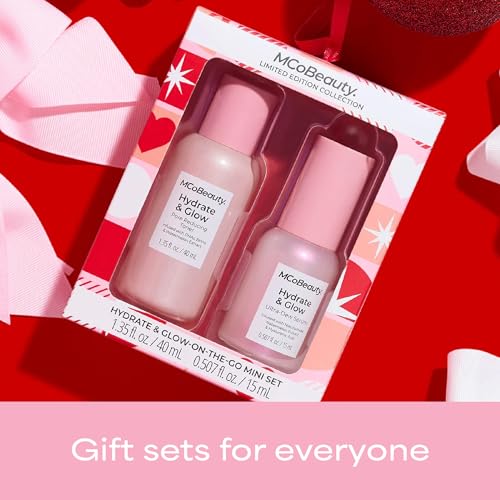 MCoBeauty Hydrate & Glow-On-The-Go Mini Gift Set - Pore Reducing Toner & Ultra-Dew Glass Skin Serum Duo with Niacinamide & Hyaluronic Acid – Travel Skincare Set for Radiant, Plump, Hydrated Skin