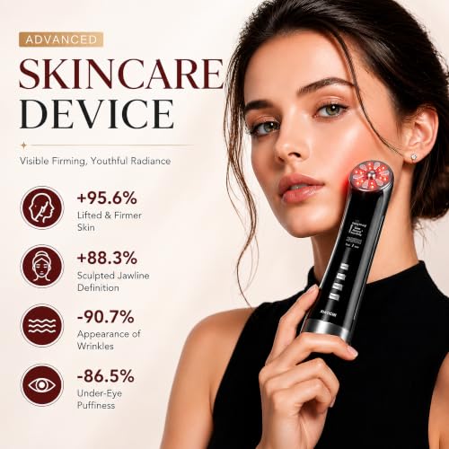 XIAOCHI 4-in-1 Facial Massager for Face & Neck, Red Light Skincare Device for Puffiness & Fine Line Care, At-Home Beauty Tool