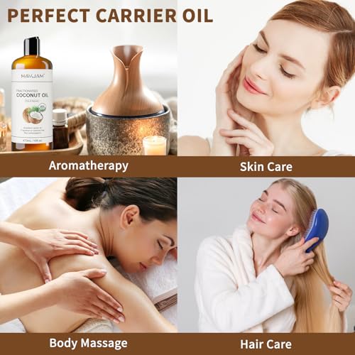 MAYJAM Organic Fractionated Coconut Oil for Face Skin & Hair Care, 16 Fl oz