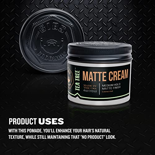 GIBS Tea Tree Matte Cream-Light/Medium Hold, Long Lasting Light Hold, Made in USA 4oz