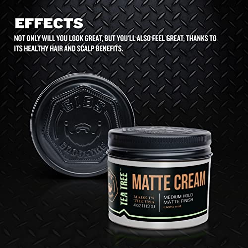 GIBS Tea Tree Matte Cream-Light/Medium Hold, Long Lasting Light Hold, Made in USA 4oz