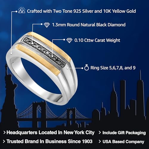 Gem Stone King Black Diamond Engagement Ring For Men (Size 9)