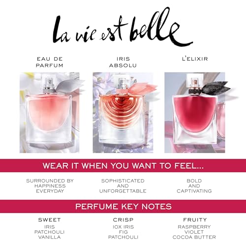 Lancôme La Vie Est Belle Eau de Parfum - Long Lasting Fragrance with Notes of Iris, Earthy Patchouli, Warm Vanilla & Spun Sugar - Floral & Sweet Women's Perfume, 1.7 Fl Oz