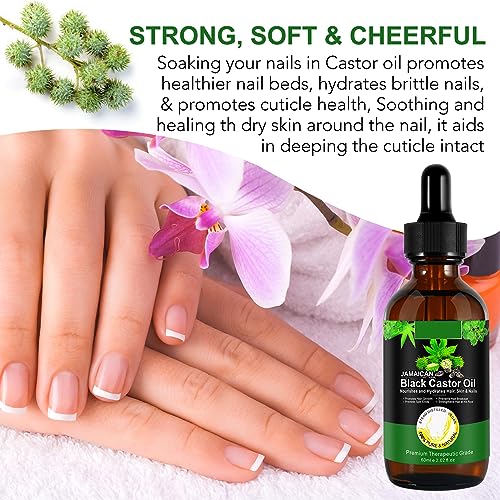 NIFEISHI Organic Castor Oil Cold Pressed Unrefined Glass Bottle, Jamaican Black Castor Oil for Hair Growth, Skin Care, Eyelashes, Eyebrows fl oz