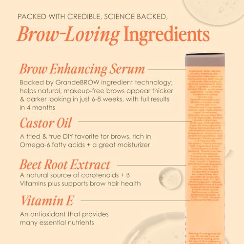 Grande Cosmetics GrandeBROW 2-in-1 Tinted Brow Gel & Serum, Medium, Mini