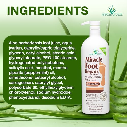 Miracle Foot Repair Cream, 32 Oz, Aloe Foot Cream For Dry Cracked Feet