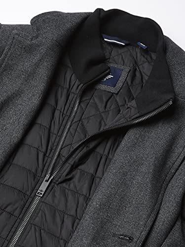 Dockers Men's Henry Wool Blend Top Coat (Regular and Big & Tall Sizes) , Charcoal Herringbone, X-Large