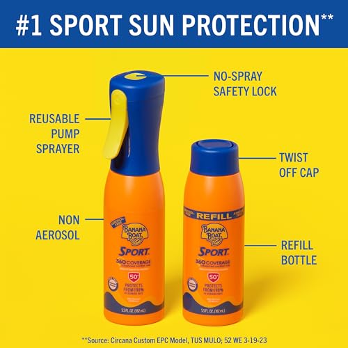 Banana Boat Sport 360 Coverage Sunscreen Mist SPF 50 Refill, 5.5 Fl Oz