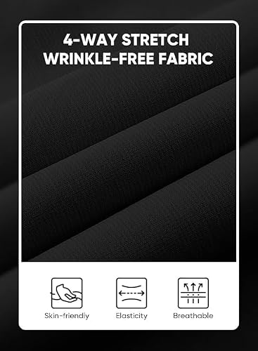 JMIERR Muscle Dress Shirts for Men Muscle Fit Stretch Casual Button Down Short Sleeve Wrinkle-Free Shirt,M,Black
