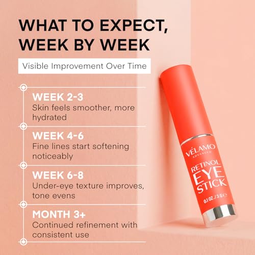 VELAMO ADVANCED Retinol Eye Stick: Renewing & Firming Under Eye Balm for Dark Circles, Puffiness, Fine Lines & Wrinkles - Travel Essentials, Portable & Perfect for On-the-go Use, 0.1 OZ/3g