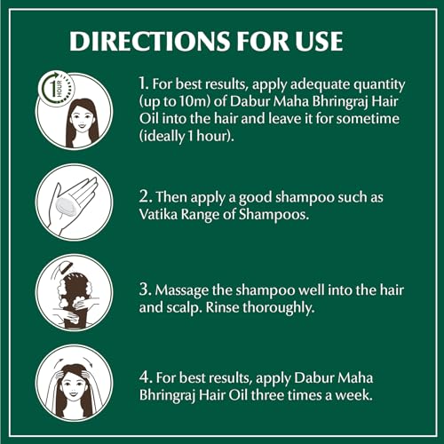 Dabur Maha Bhringraj Herbal Ayurvedic Hair Oil – Infused with Bhringraj Oil for Scalp Nourishment, Soft and Manageable Strands – Oils for Hair and Scalp Massage – 200ML (6.76 fl oz)