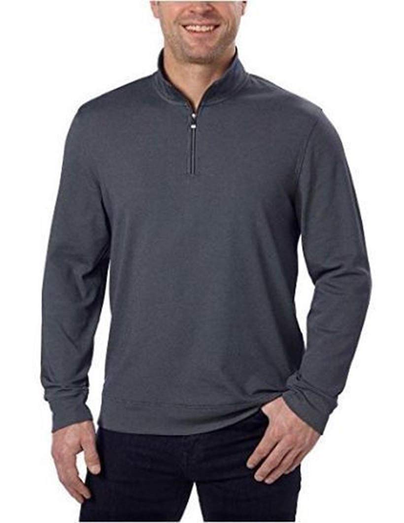 Calvin Klein Jeans Mens 1/4-Zip Pullover Sweatshirt (Charcoal Heather, Medium)