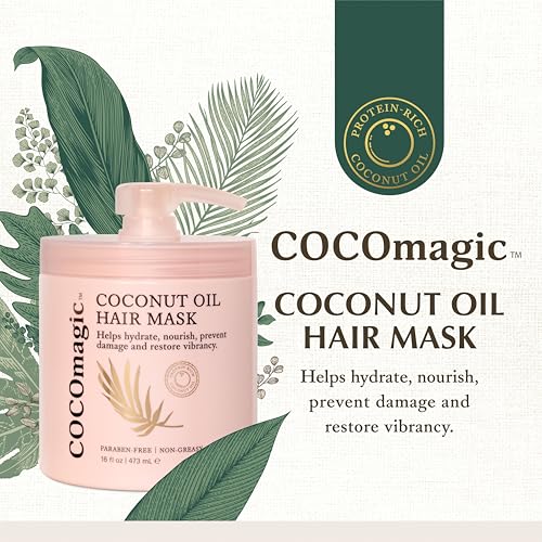 Cocomagic Coconut Oil Hair Mask - Repairs Damage, Prevents Frizz, Restores & Adds Shine | Protein Rich & Extra Hydrating | Paraben Free (16 Fl Oz)
