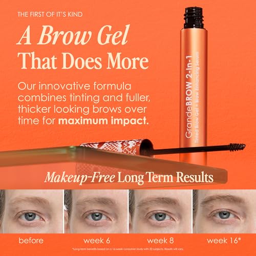Grande Cosmetics GrandeBROW 2-in-1 Tinted Brow Gel & Serum, Medium, Mini