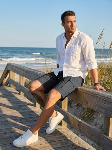 JMIERR Mens Classic Gray Cargo Shorts Classic Loose Fit Big & Tall Summer Work Short with 5 Pockets, 3XL
