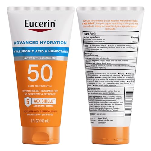 Eucerin Sun Advanced Hydration Sunscreen Lotion, SPF 50, 5 OZ