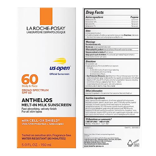 La Roche-Posay Anthelios Melt-In Milk SPF 60 Sunscreen for Face & Body, 5oz