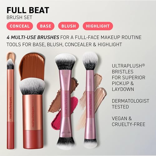 Real Techniques Full Beat Makeup Brush Set, 4-Piece Brush Kit