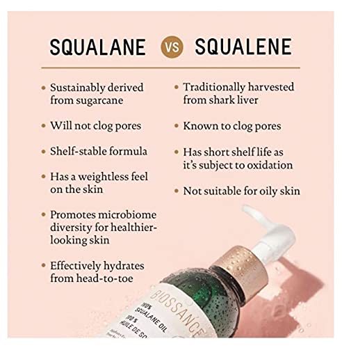 BIOSSANCE 100% Squalane Oil - Vegan Face & Body Oil Moisturizer - 3.3 oz