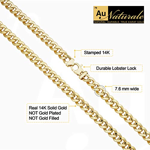 KoolJewelry 14k Yellow Gold Miami Cuban Link Curb Chain Bracelet