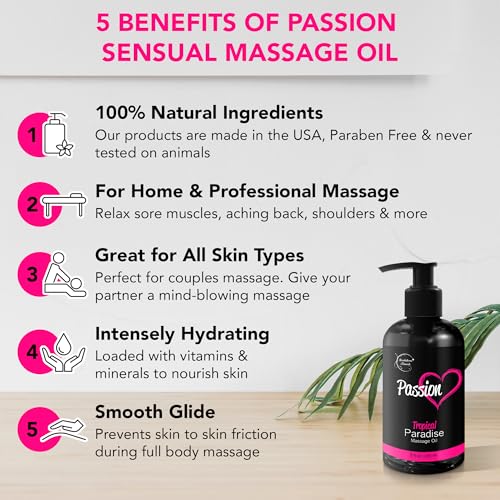 Passion Sensual Massage Oil for Date Night by Brookethorne Naturals | 8oz