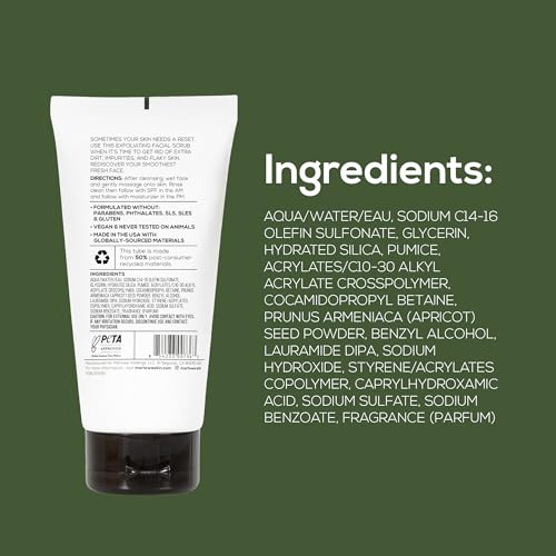 MARLOWE. Facial Scrub for Men, Gentle Face Exfoliator, 6 oz