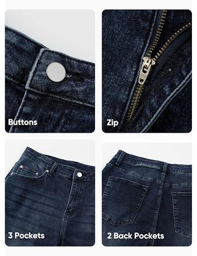 JMIERR Mens Denim Baggy Jeans Relaxed Fit Work Pants for Men Outdoor Casual Quiet Luxury Pants, L, Navy Blue