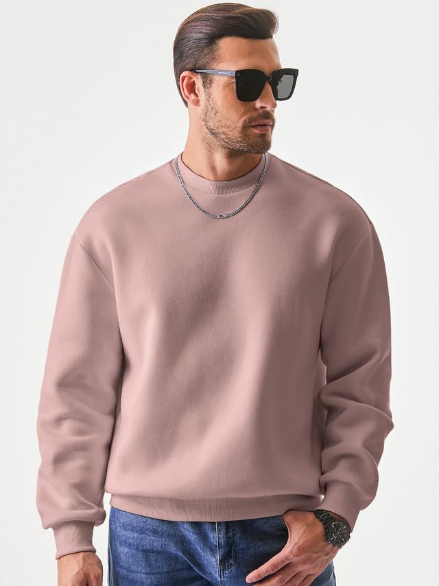 JMIERR Men's Sweatshirt Crewneck Pullover Sweatshirt Men Fall Winter Long Sleeve Midweight Casual Tops, US43(L), Purple