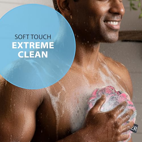 SHOWER BOUQUET Loofah-Charcoal Bath-Sponge XL-Color-4-Pack Extra-Large 75g