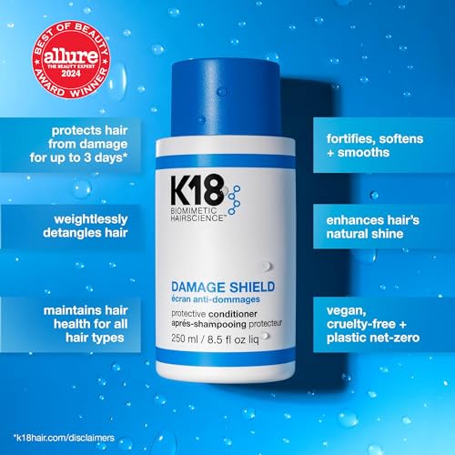 K18 Damage Shield Protective Conditioner for Damaged Hair - Color Safe Conditioner with 3 Day Damage Protection - Weightlessly Softens + Detangles - Maintains Strength with K18PEPTIDE (8.5 Fl oz)