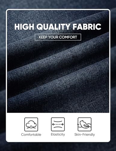 JMIERR Mens Denim Baggy Jeans Relaxed Fit Work Pants for Men Outdoor Casual Quiet Luxury Pants, L, Navy Blue