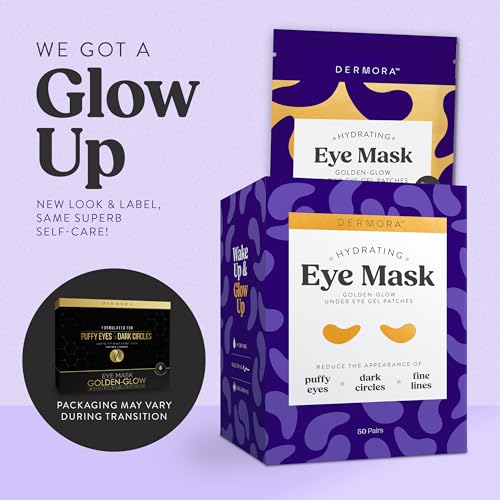 DERMORA Golden Glow Under Eye Patches - 50 Pairs Individually Packed